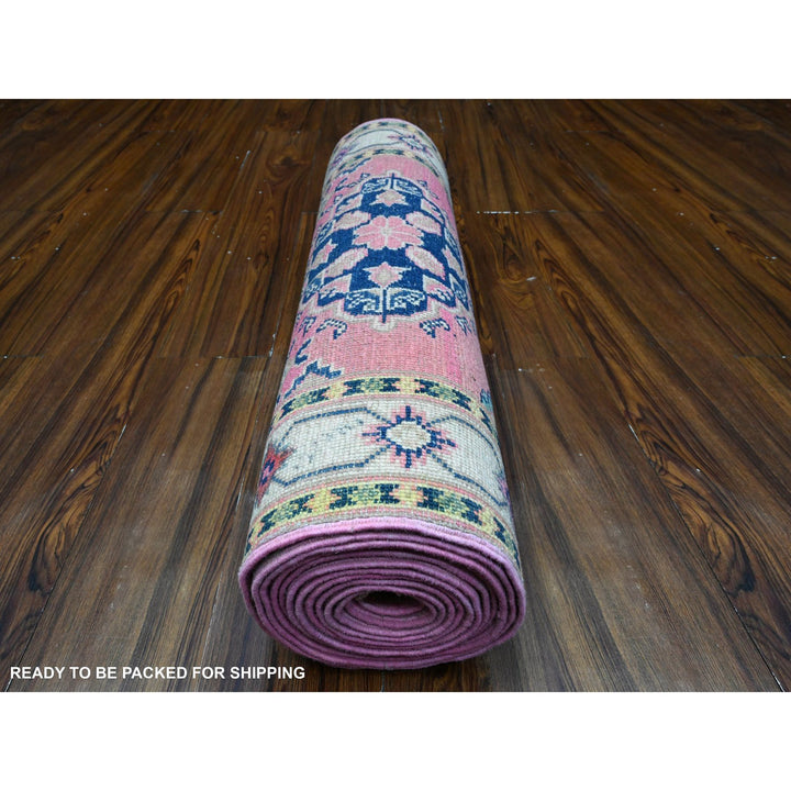 2'6" x 15'6" New Hand Knotted Pink Wool Runner Oriental Rug - MOA10289622