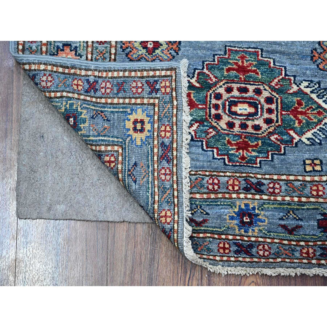 2'8" x 7'9" New Hand Knotted Blue Wool Runner Oriental Rug - MOA10289640