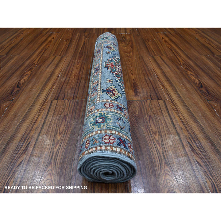 2'8" x 7'9" New Hand Knotted Blue Wool Runner Oriental Rug - MOA10289640