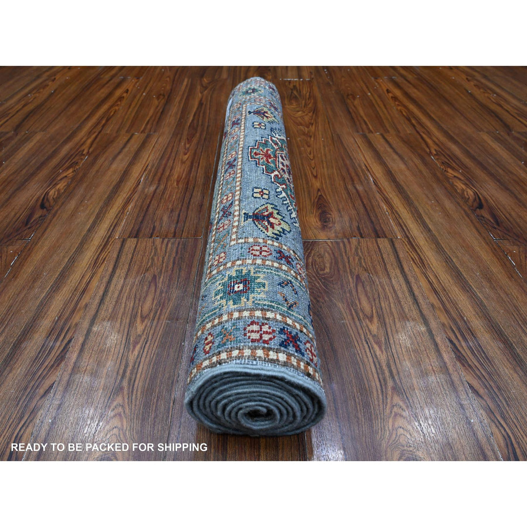 2'8" x 7'9" New Hand Knotted Blue Wool Runner Oriental Rug - MOA10289640