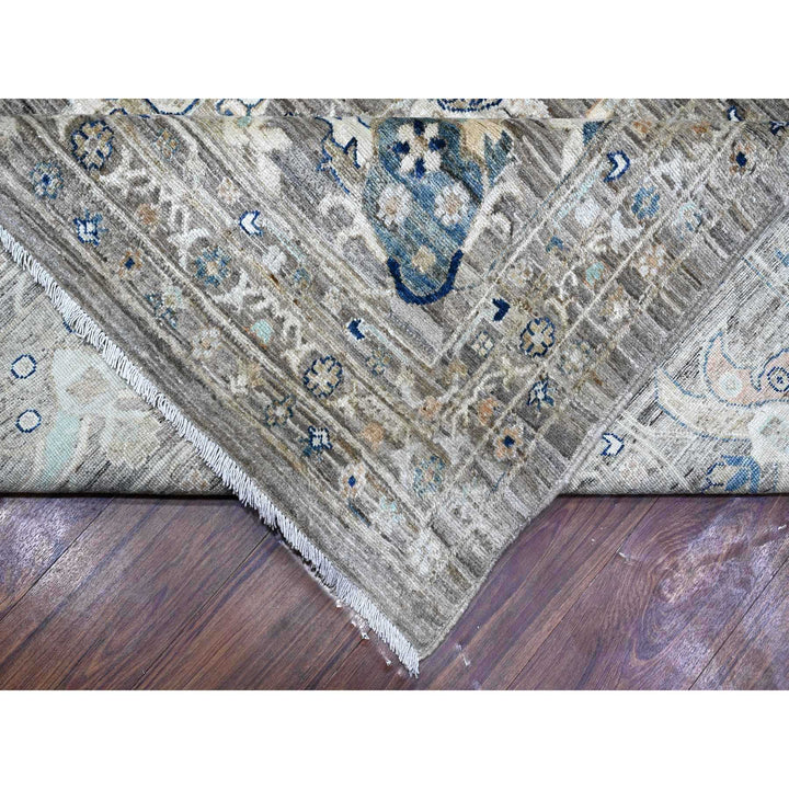 11'11" x 17'11" New Hand Knotted Grey Wool Rectangle Oriental Rug - MOA10289723