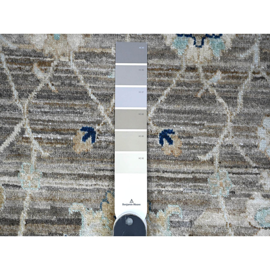 11'11" x 17'11" New Hand Knotted Grey Wool Rectangle Oriental Rug - MOA10289723