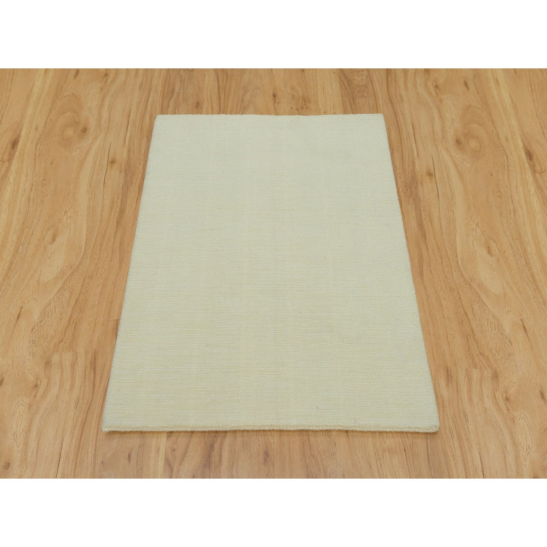 2'0" x 3'0" New Hand Loomed Ivory Wool and Plant based Silk Rectangle Oriental Rug - MOA10290174