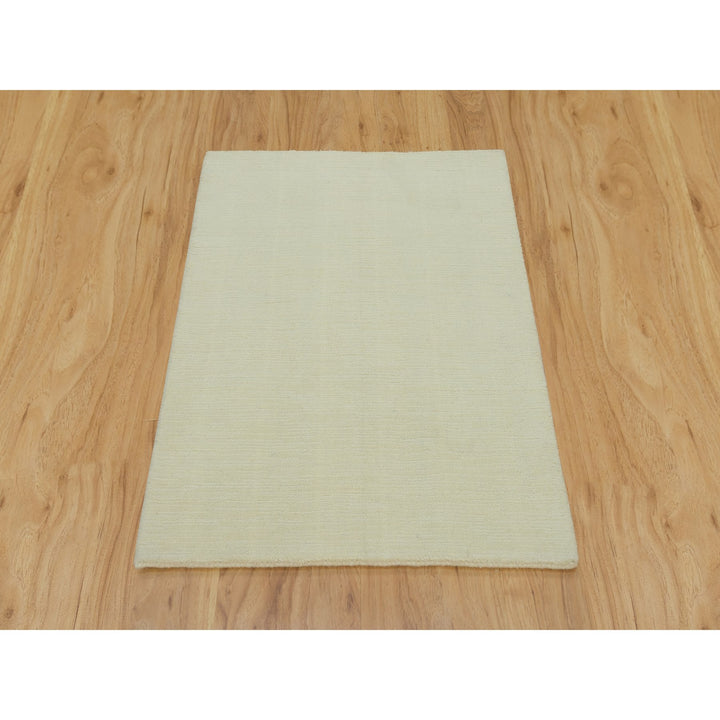 2'0" x 3'0" New Hand Loomed Ivory Wool and Plant based Silk Rectangle Oriental Rug - MOA10290174