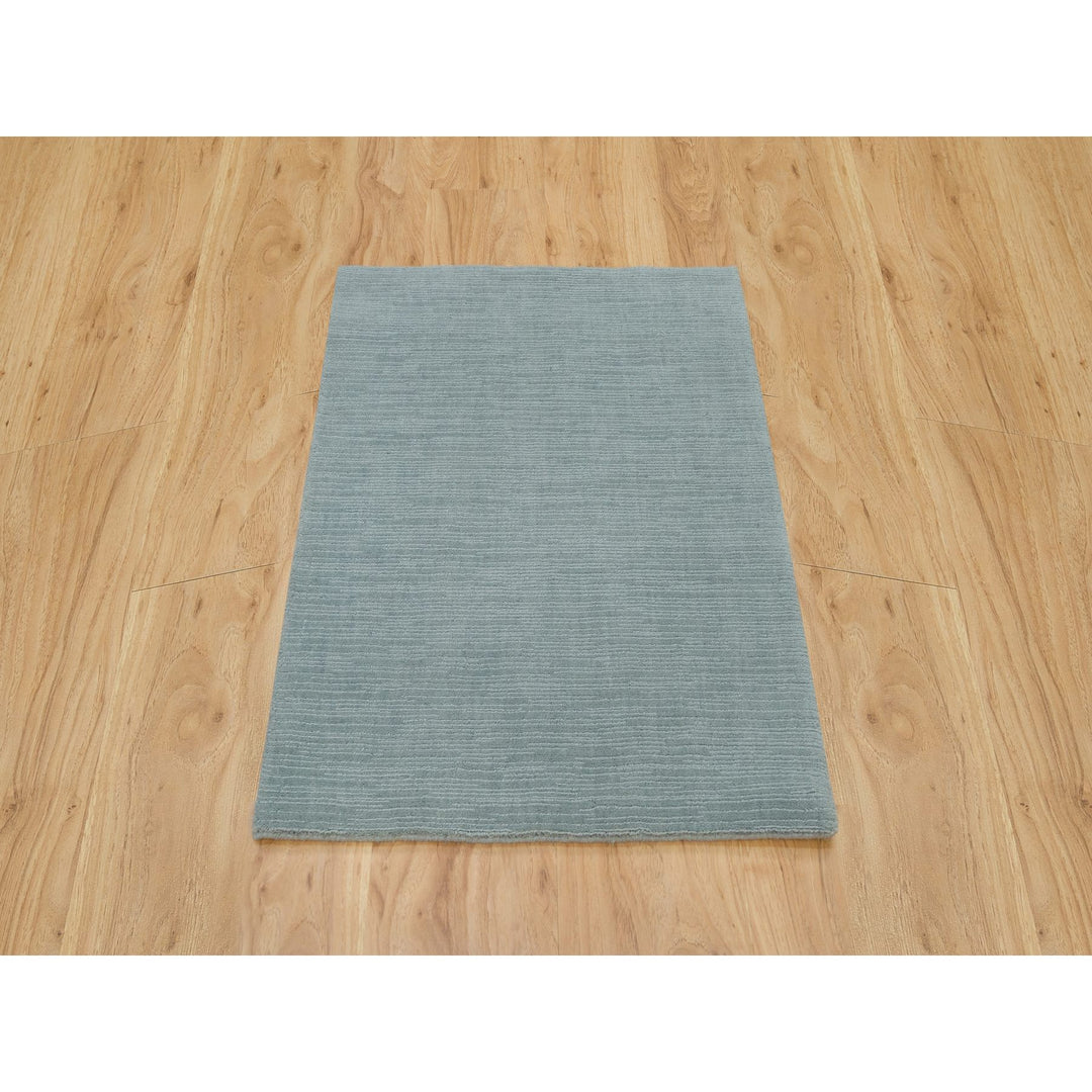 2'0" x 3'1" New Hand Loomed Grey Wool and Plant based Silk Rectangle Oriental Rug - MOA10290175