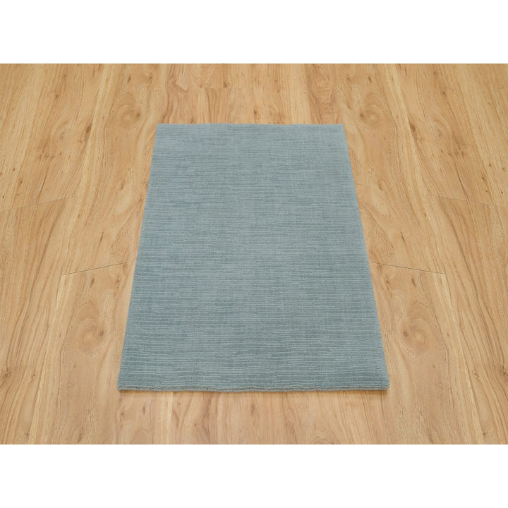2'0" x 3'1" New Hand Loomed Grey Wool and Plant based Silk Rectangle Oriental Rug - MOA10290175