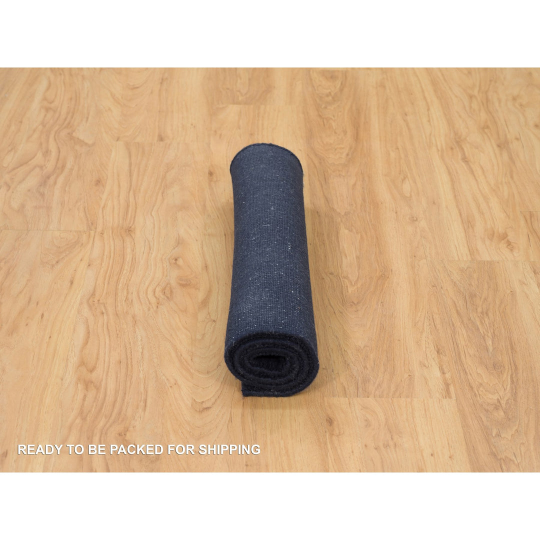 2'0" x 3'1" New Hand Loomed Blue Wool and Plant based Silk Rectangle Oriental Rug - MOA10290176