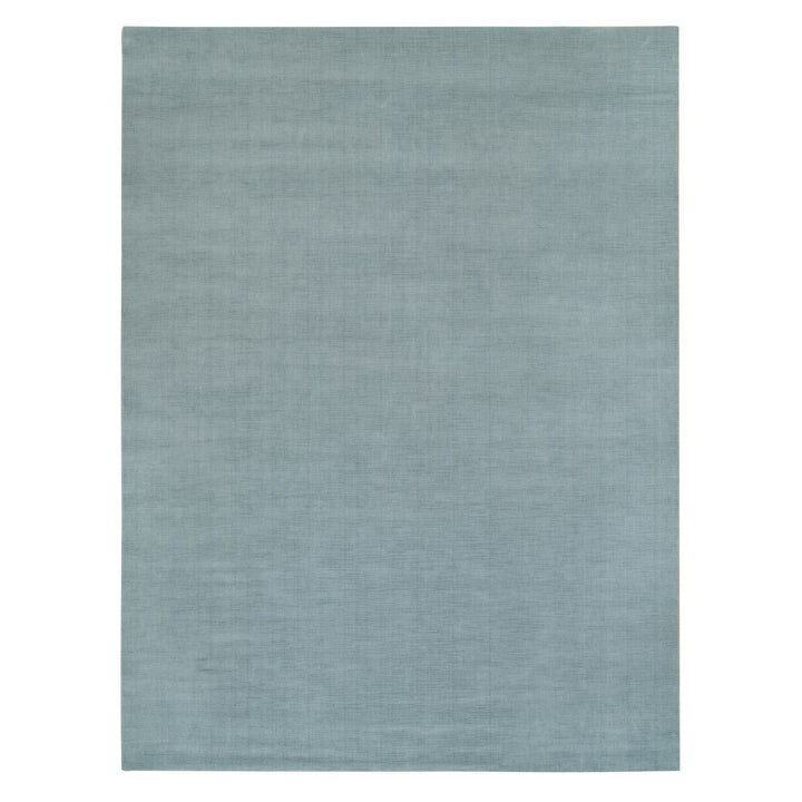 9'0" x 12'0" New Hand Loomed Grey Wool and Plant based Silk Rectangle Oriental Rug - MOA10290177