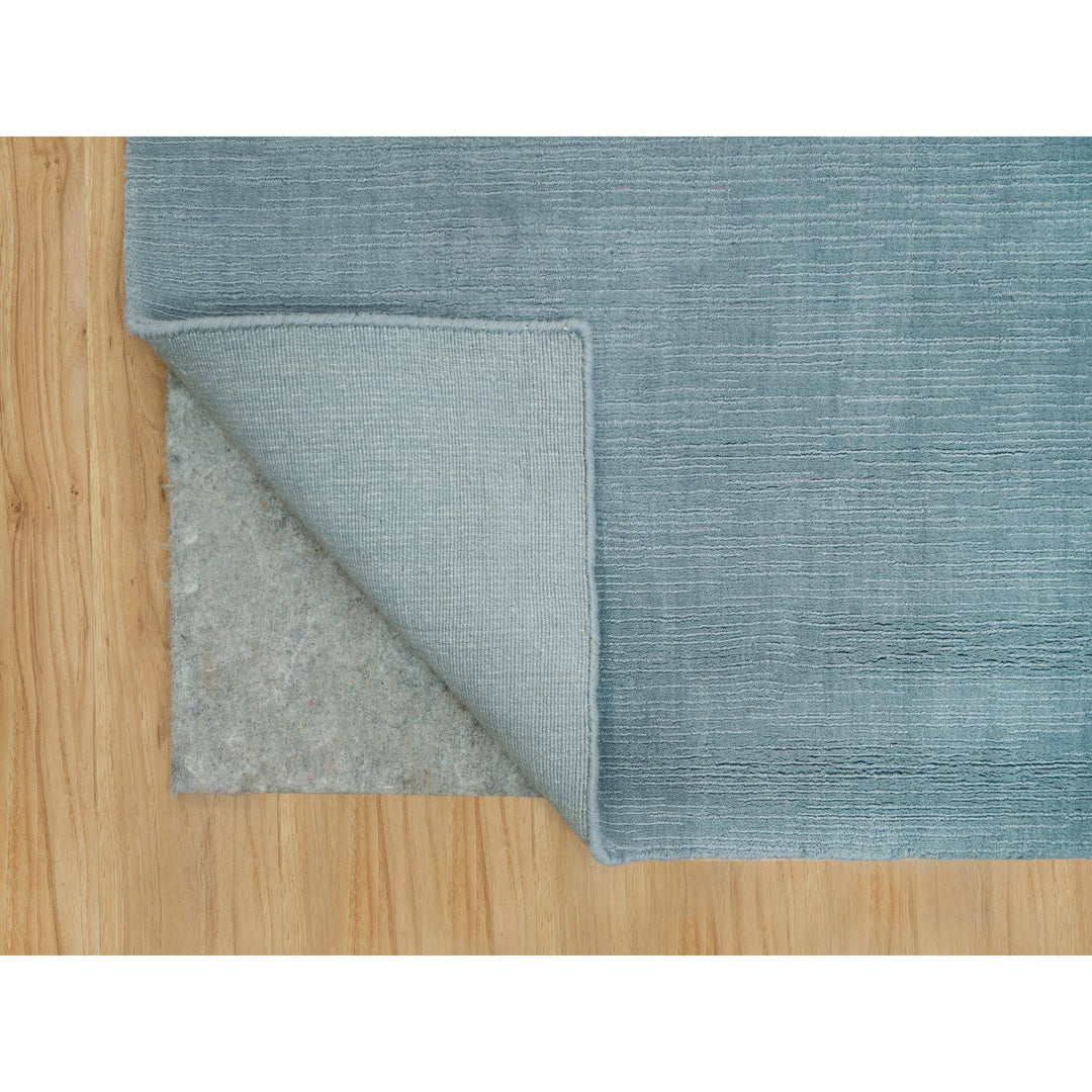 9'0" x 12'0" New Hand Loomed Grey Wool and Plant based Silk Rectangle Oriental Rug - MOA10290177