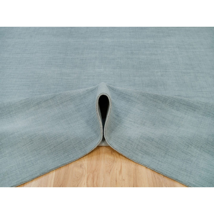 9'0" x 12'0" New Hand Loomed Grey Wool and Plant based Silk Rectangle Oriental Rug - MOA10290177