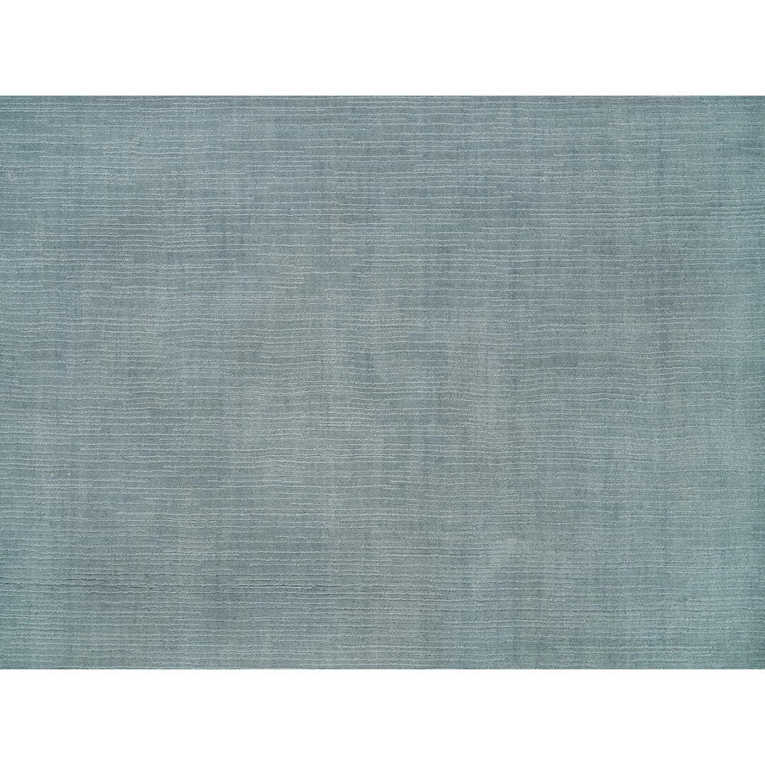 9'0" x 12'0" New Hand Loomed Grey Wool and Plant based Silk Rectangle Oriental Rug - MOA10290177