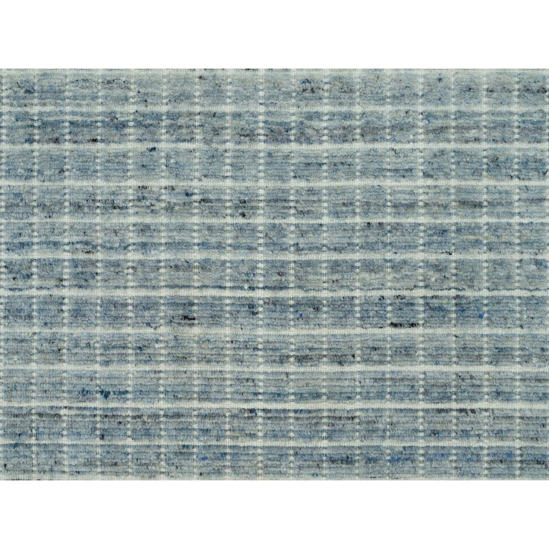 9'1" x 11'10" New Hand Loomed Blue Wool Rectangle Oriental Rug - MOA10290192