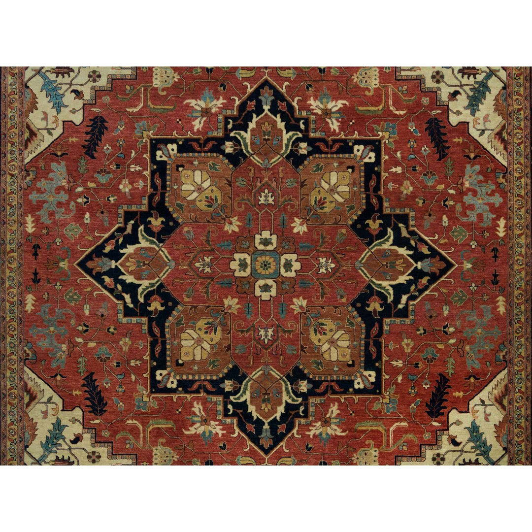 9'11" x 14'0" New Hand Knotted Red Wool Rectangle Oriental Rug - MOA10290268