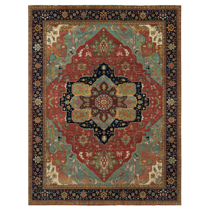 13'10" x 18'1" New Hand Knotted Red Wool Rectangle Oriental Rug - MOA10290298