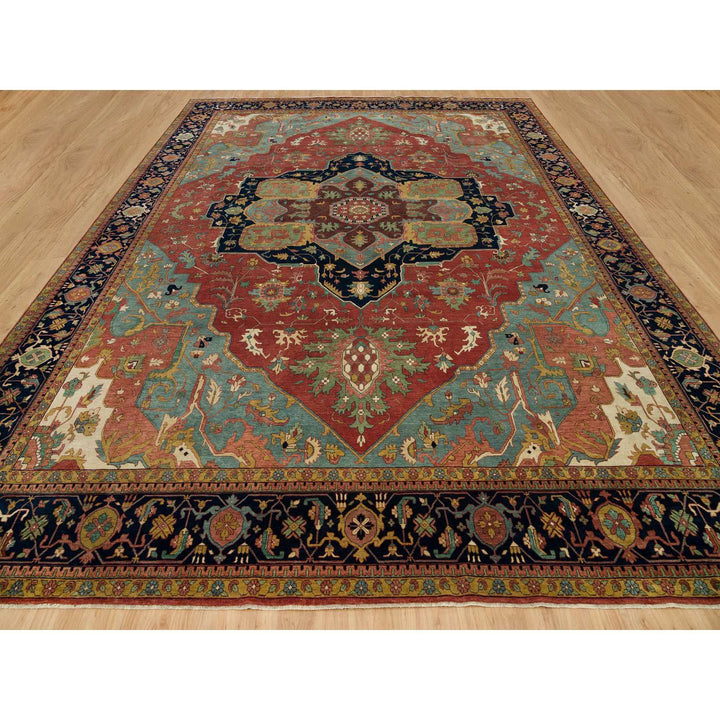 13'10" x 18'1" New Hand Knotted Red Wool Rectangle Oriental Rug - MOA10290298