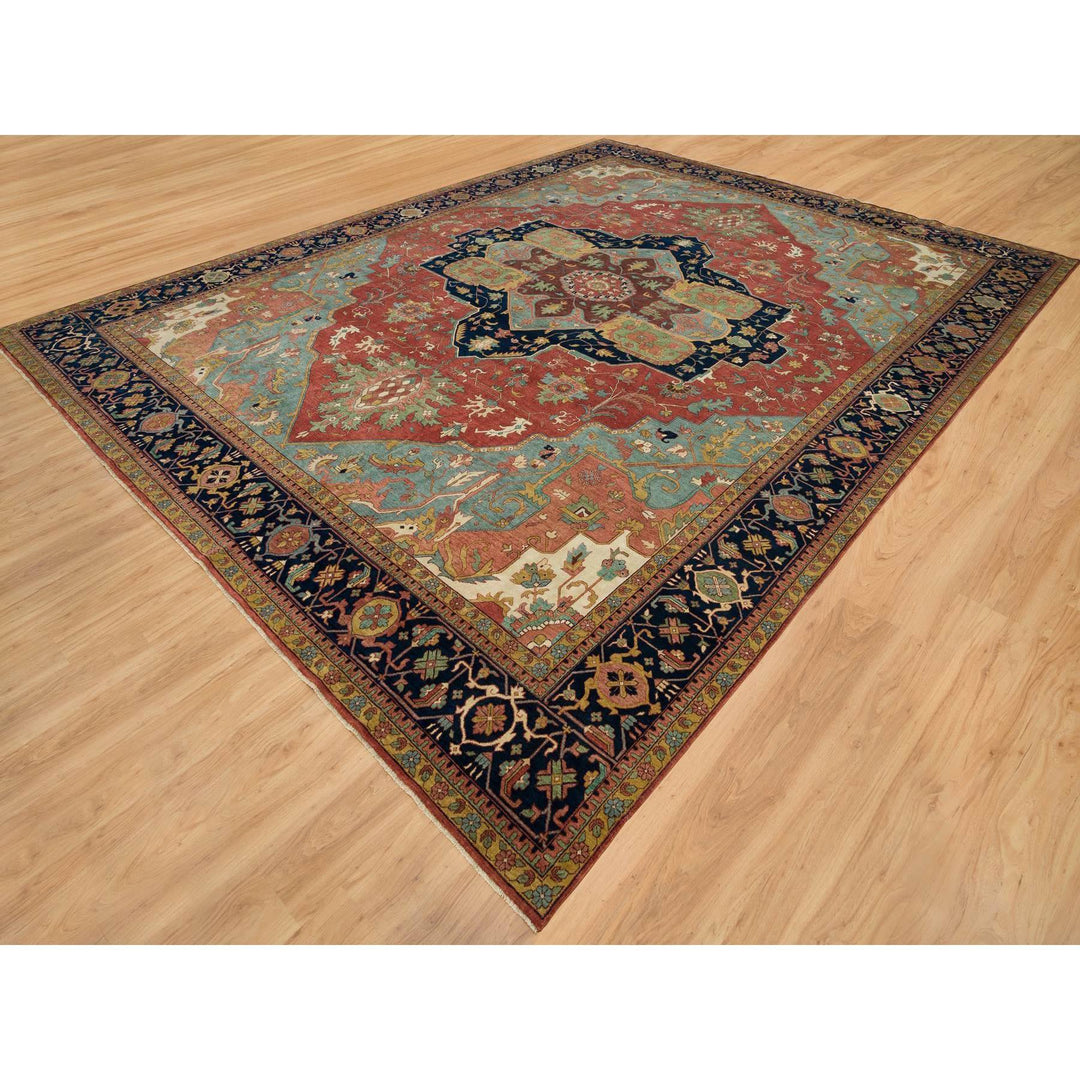 13'10" x 18'1" New Hand Knotted Red Wool Rectangle Oriental Rug - MOA10290298