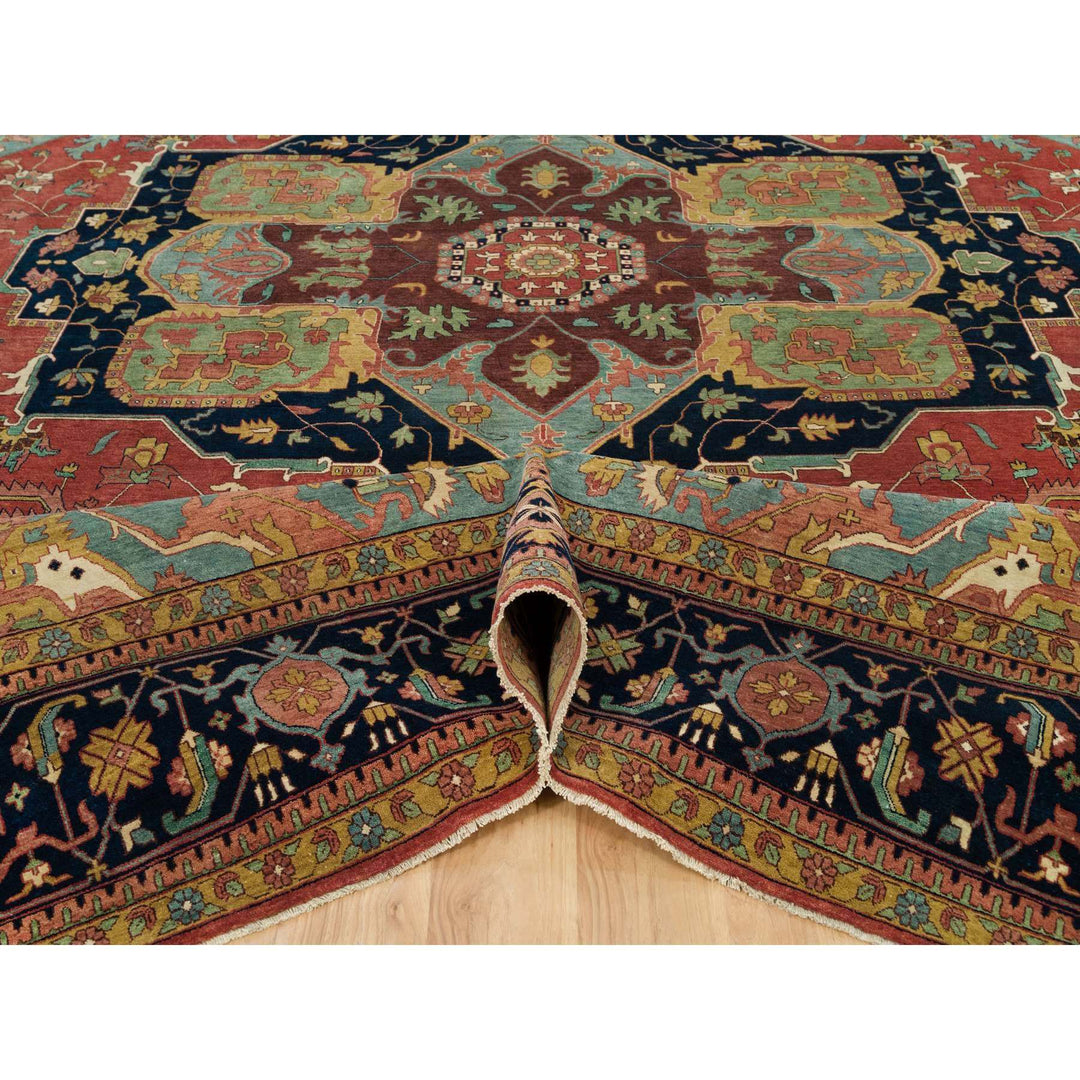 13'10" x 18'1" New Hand Knotted Red Wool Rectangle Oriental Rug - MOA10290298