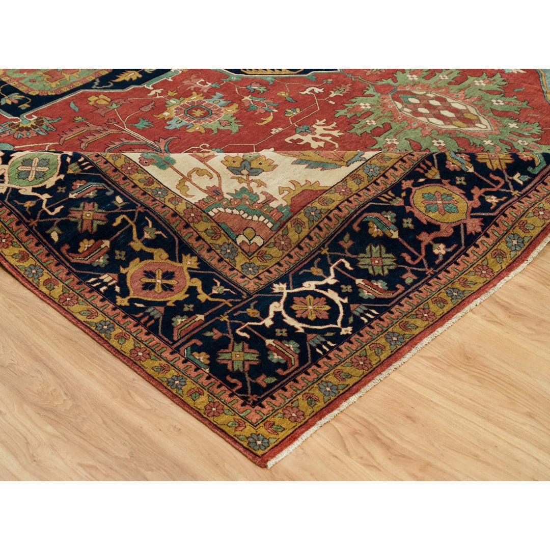 13'10" x 18'1" New Hand Knotted Red Wool Rectangle Oriental Rug - MOA10290298