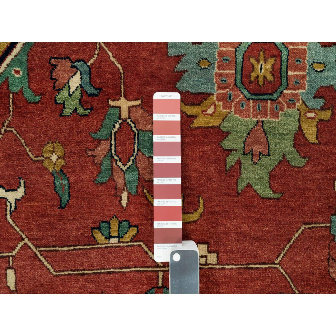 13'10" x 18'1" New Hand Knotted Red Wool Rectangle Oriental Rug - MOA10290298