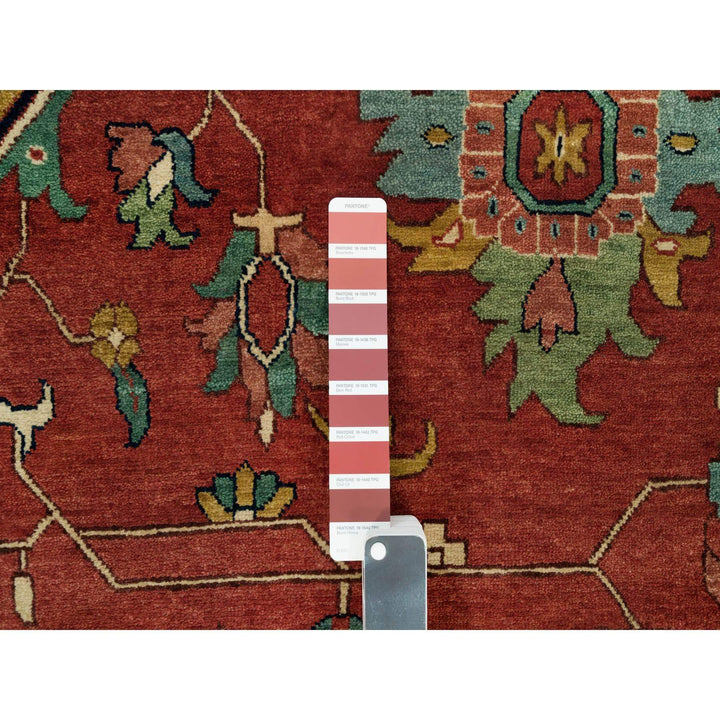 13'10" x 18'1" New Hand Knotted Red Wool Rectangle Oriental Rug - MOA10290298