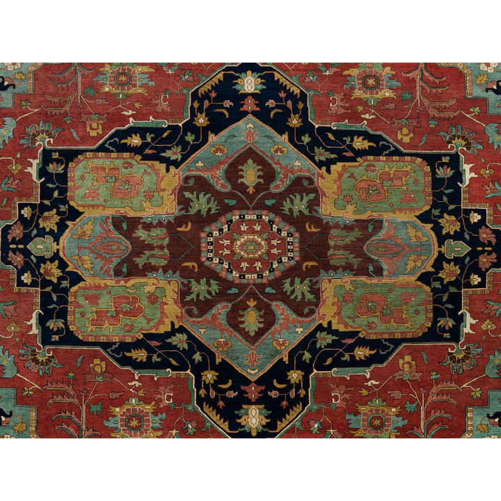 13'10" x 18'1" New Hand Knotted Red Wool Rectangle Oriental Rug - MOA10290298