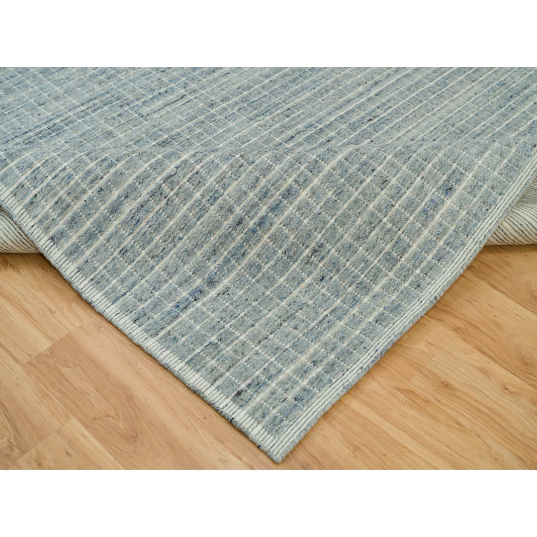 8'2" x 9'10" New Hand Loomed Blue Wool Rectangle Oriental Rug - MOA10290331