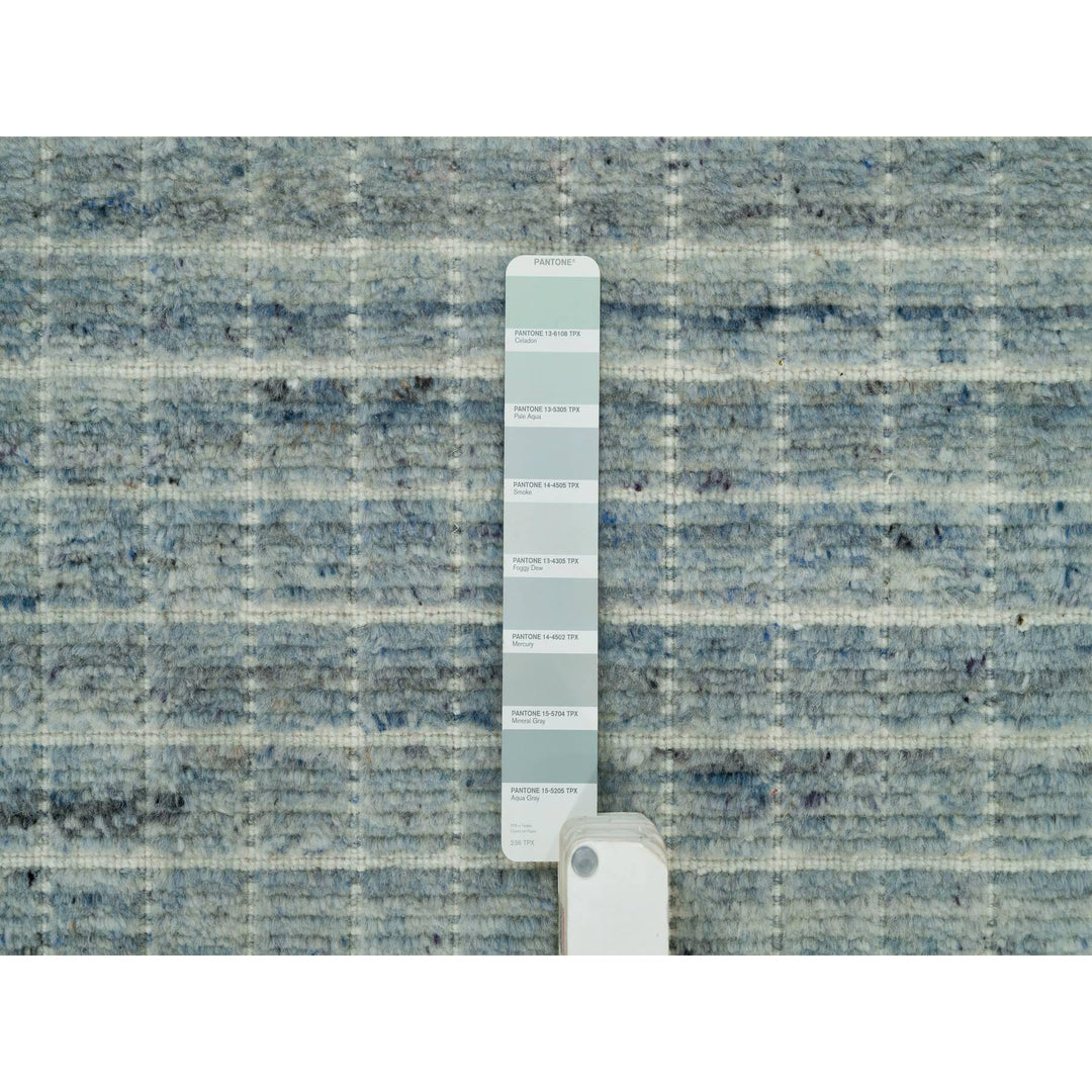 8'2" x 9'10" New Hand Loomed Blue Wool Rectangle Oriental Rug - MOA10290331