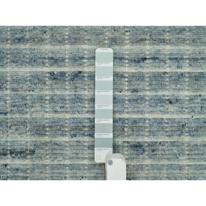 8'2" x 9'10" New Hand Loomed Blue Wool Rectangle Oriental Rug - MOA10290331