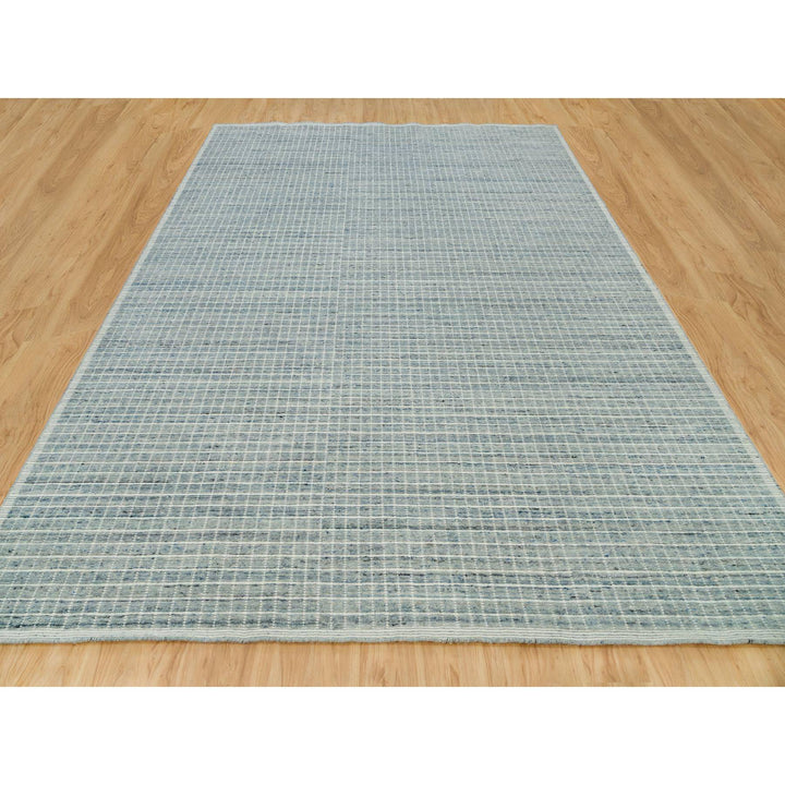 9'11" x 13'9" New Hand Loomed Blue Wool Rectangle Oriental Rug - MOA10290335