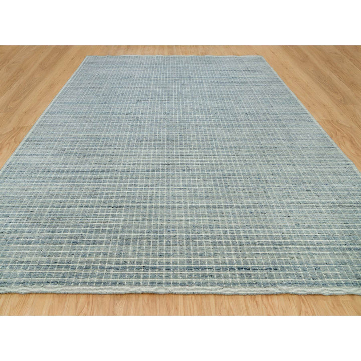 12'3" x 14'9" New Hand Loomed Blue Wool Rectangle Oriental Rug - MOA10290336