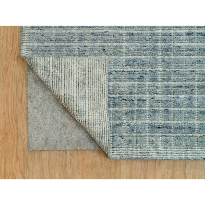 12'3" x 14'9" New Hand Loomed Blue Wool Rectangle Oriental Rug - MOA10290336