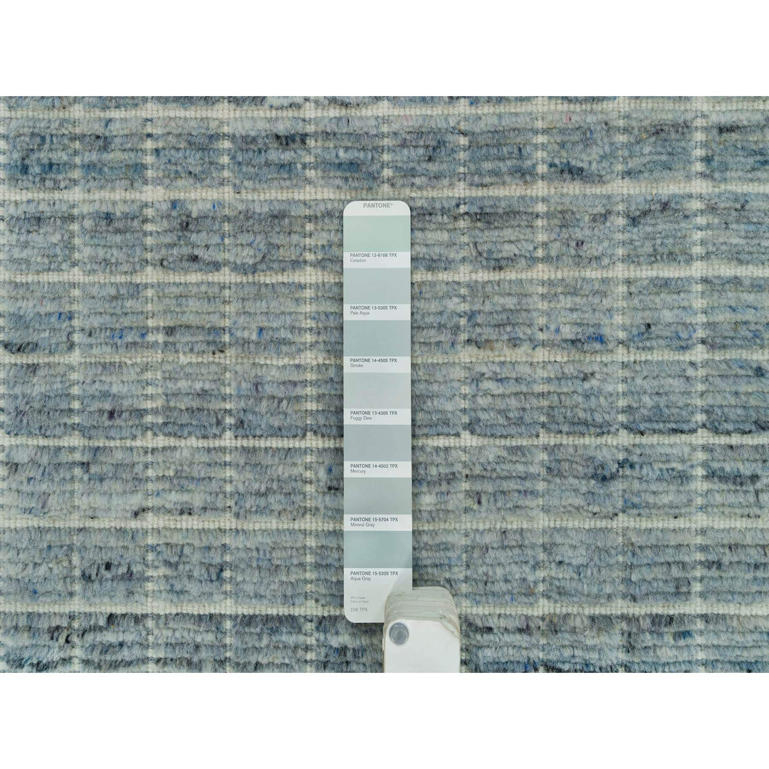 12'3" x 14'9" New Hand Loomed Blue Wool Rectangle Oriental Rug - MOA10290336
