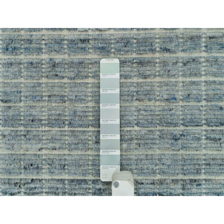 12'3" x 14'9" New Hand Loomed Blue Wool Rectangle Oriental Rug - MOA10290336