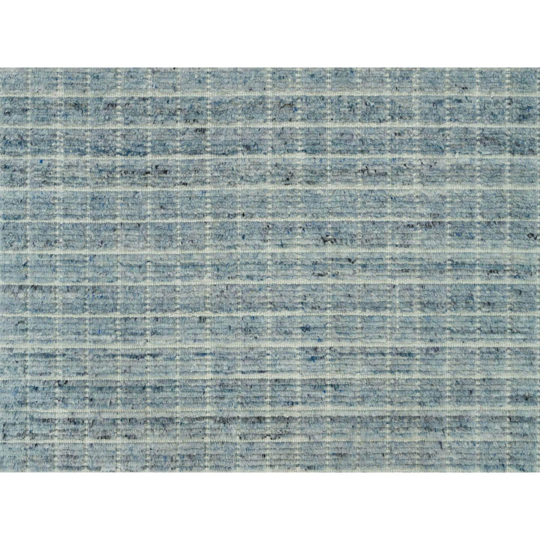 12'3" x 14'9" New Hand Loomed Blue Wool Rectangle Oriental Rug - MOA10290336
