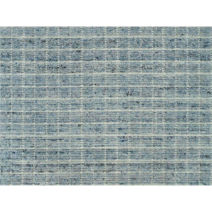 12'3" x 14'9" New Hand Loomed Blue Wool Rectangle Oriental Rug - MOA10290336