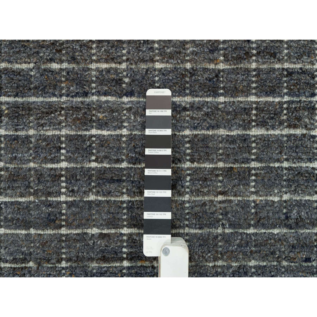 11'11" x 14'9" New Hand Loomed Grey Wool Rectangle Oriental Rug - MOA10290345