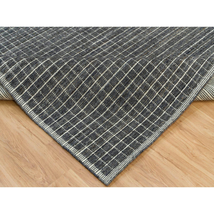 8'0" x 9'10" New Hand Loomed Grey Wool Rectangle Oriental Rug - MOA10290349