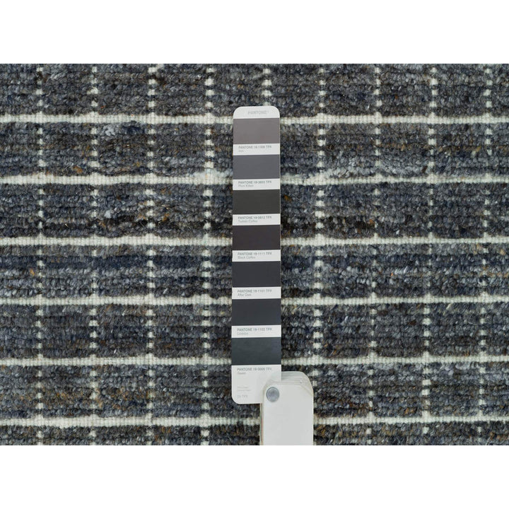 8'0" x 9'10" New Hand Loomed Grey Wool Rectangle Oriental Rug - MOA10290349