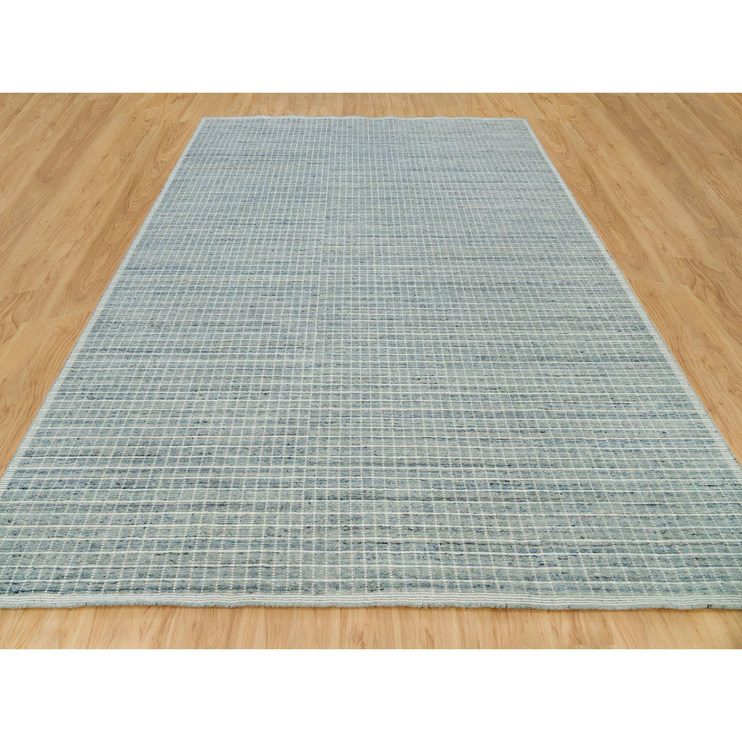 10'0" x 13'9" New Hand Loomed Blue Wool Rectangle Oriental Rug - MOA10290353