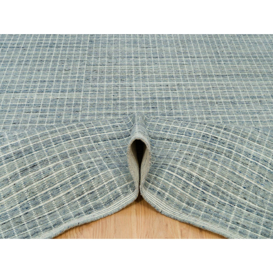 10'0" x 13'9" New Hand Loomed Blue Wool Rectangle Oriental Rug - MOA10290353