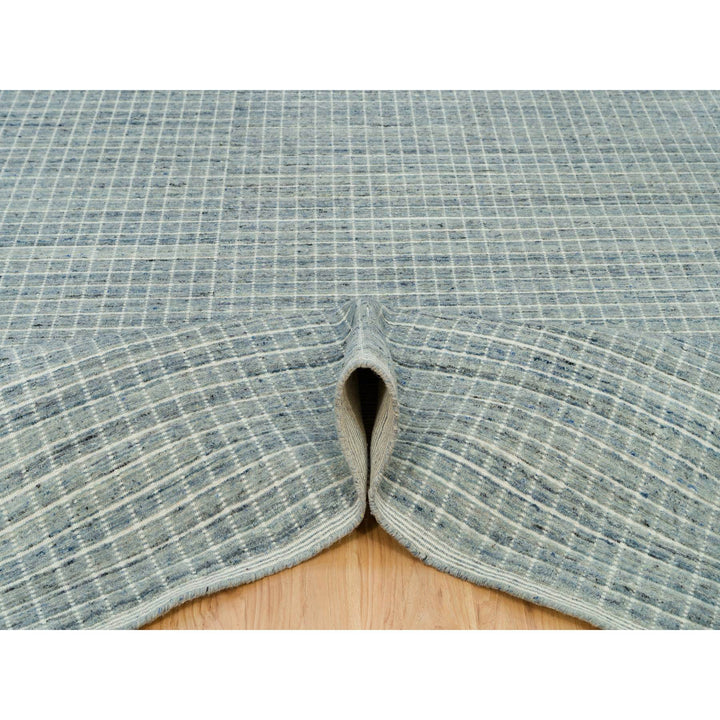 10'0" x 13'9" New Hand Loomed Blue Wool Rectangle Oriental Rug - MOA10290353