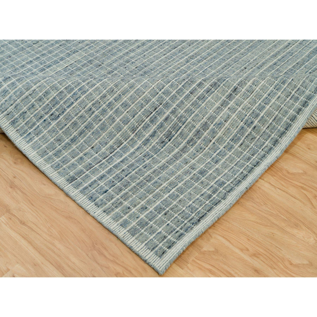 10'0" x 13'9" New Hand Loomed Blue Wool Rectangle Oriental Rug - MOA10290353