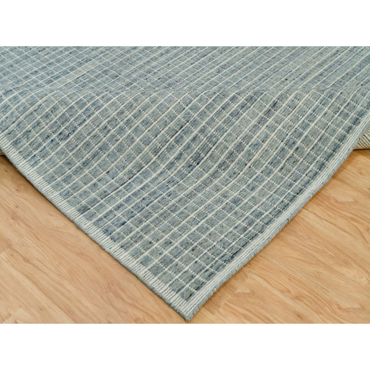 10'0" x 13'9" New Hand Loomed Blue Wool Rectangle Oriental Rug - MOA10290353