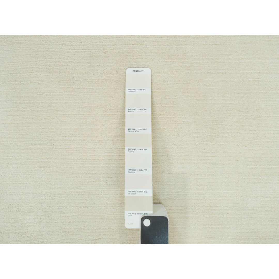 9'0" x 12'0" New Hand Loomed Ivory Wool Rectangle Oriental Rug - MOA10290380