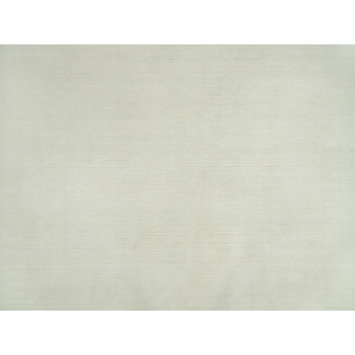 9'0" x 12'0" New Hand Loomed Ivory Wool Rectangle Oriental Rug - MOA10290380