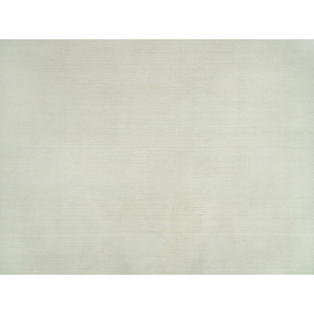 9'0" x 12'0" New Hand Loomed Ivory Wool Rectangle Oriental Rug - MOA10290380