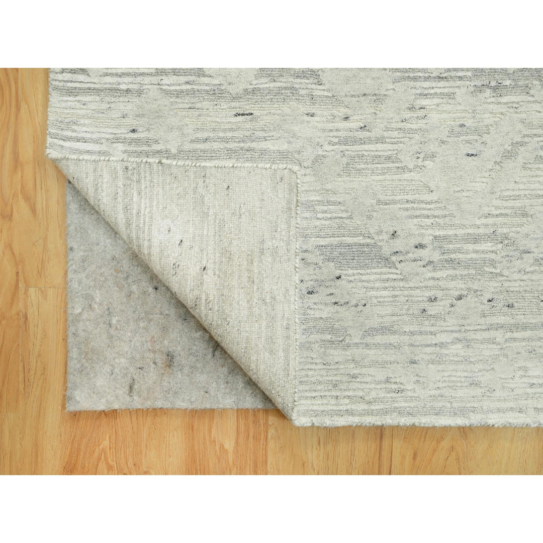 11'10" x 18'0" New Hand Knotted Ivory Wool Rectangle Oriental Rug - MOA10290414