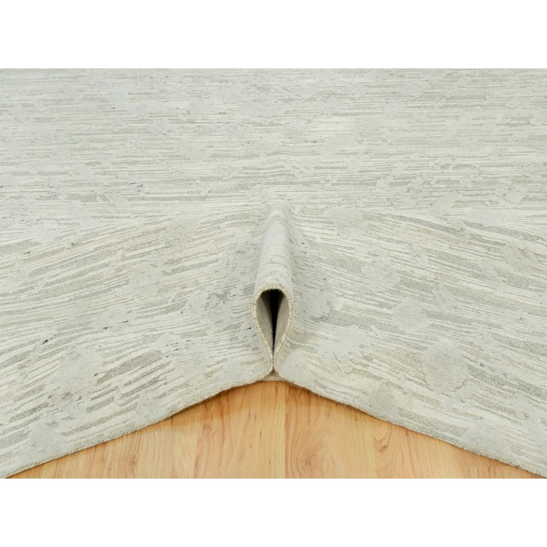 11'10" x 18'0" New Hand Knotted Ivory Wool Rectangle Oriental Rug - MOA10290414