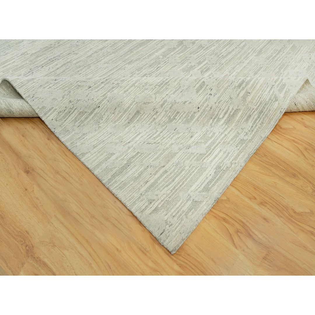 11'10" x 18'0" New Hand Knotted Ivory Wool Rectangle Oriental Rug - MOA10290414