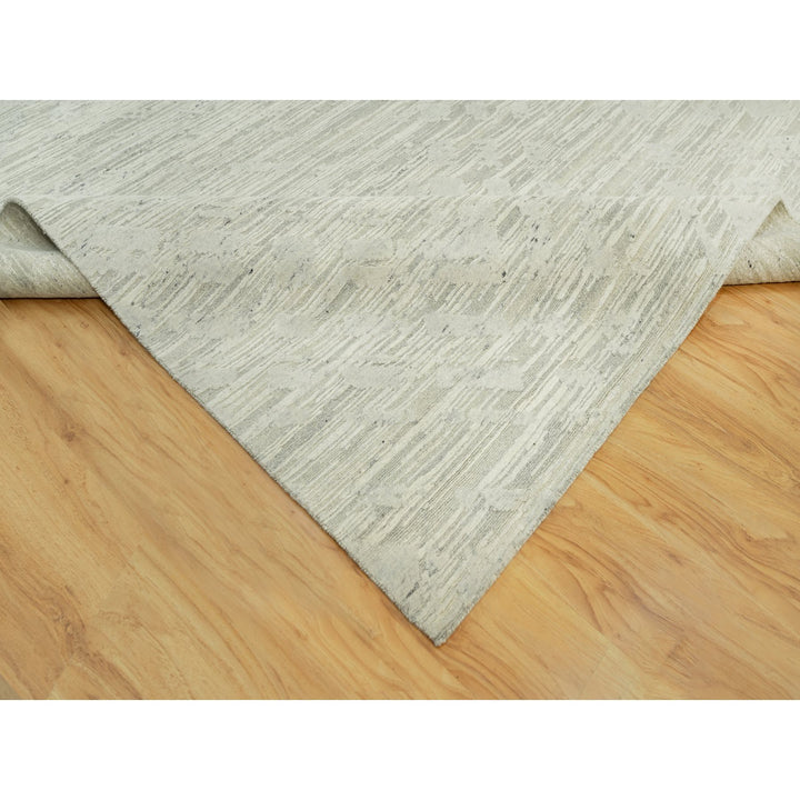 11'10" x 18'0" New Hand Knotted Ivory Wool Rectangle Oriental Rug - MOA10290414